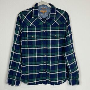 Jachs Girlfriend Navy Flannel Snap Front Shirt M